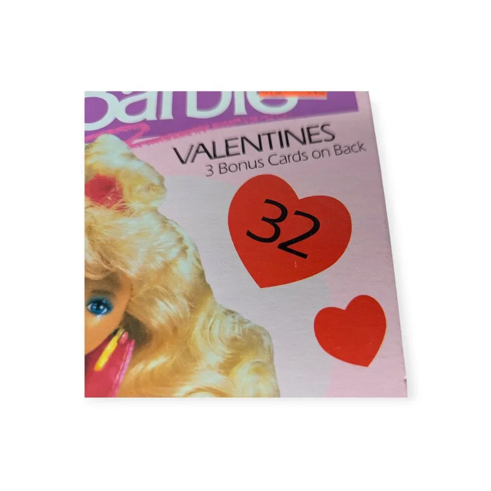 Vintage 1991 Mattel Barbie Valentine Cards 32 Count w/Teacher Card NIB Sealed